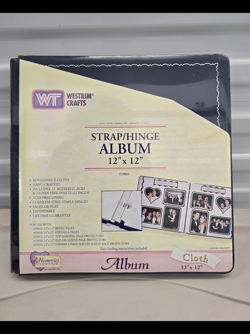 Vtg Westrim Crafts Navy Cloth Scrapbook Album Strap/Hinge Memories Forever NIP.